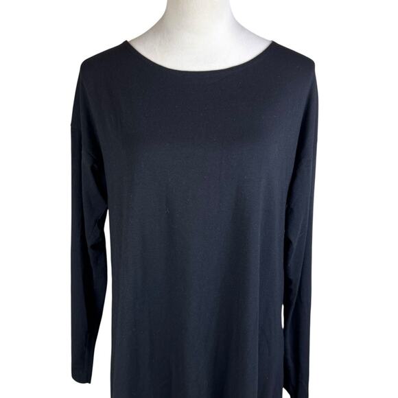Bryn Walker Soft Organic Cotton Round Neck Long Sleeve Flowy Black Tunic - Picture 4 of 13